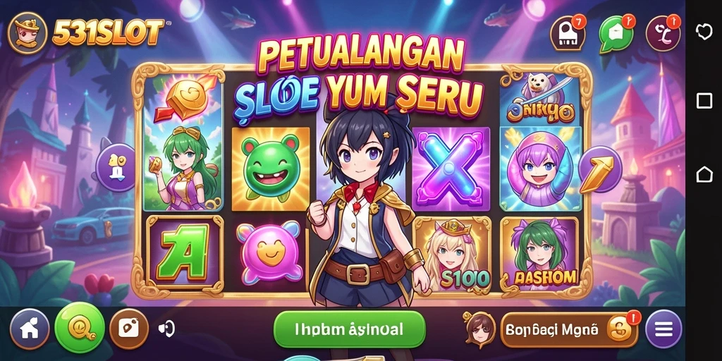 Tampilan gameplay 531SLOT dengan karakter anime yang hidup.