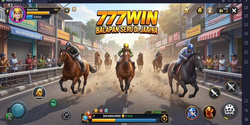 Screenshot gameplay <strong>777WIN</strong> yang menampilkan balapan seru di jalanan.