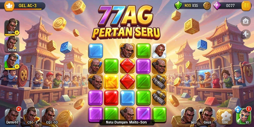 Tampilan gameplay seru dan penuh warna dari 77AG Match-3.