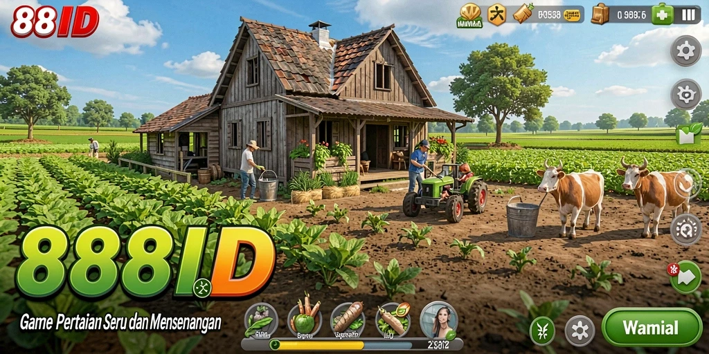 Screenshot gameplay 88ID menampilkan aktivitas bertani yang seru dan interaktif.