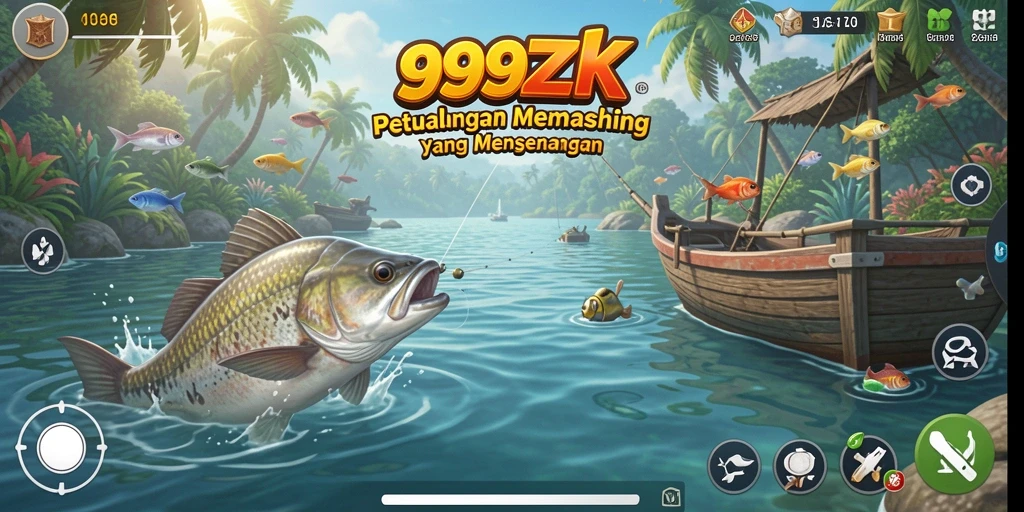 Tampilan screenshot <strong>999ZK</strong> menunjukkan momen menarik saat memancing.
