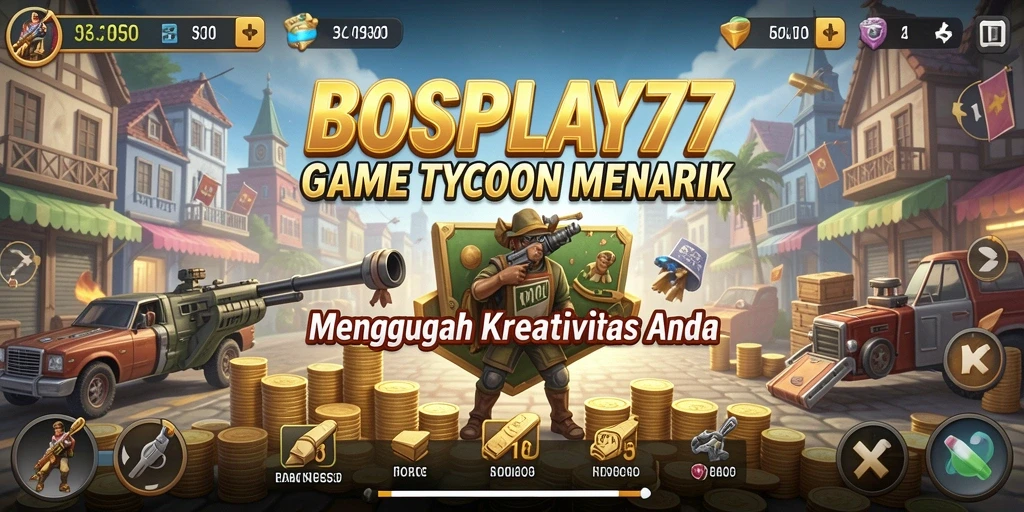 Tangkapan layar gameplay BOSPLAY77 yang menunjukkan manajemen bisnis yang dinamis.
