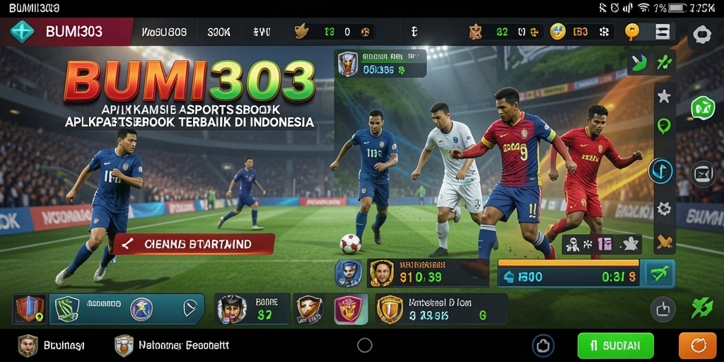 Screenshot utama BUMI303 menampilkan antarmuka taruhan olahraga yang menarik.