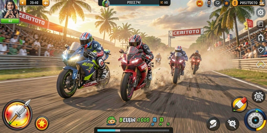 Tampilan menarik dari balapan motor dalam CERITOTO.