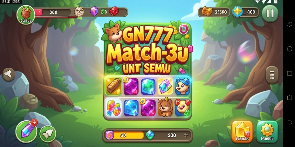 Tangkapan layar gameplay GN777 yang seru dengan tantangan Match-3.