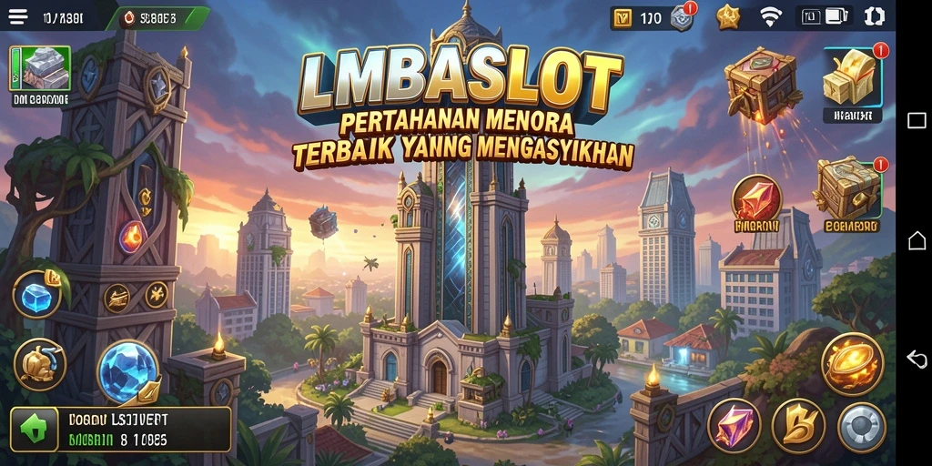 Screenshot menampilkan aksi menara menghancurkan musuh dalam LMBASLOT.