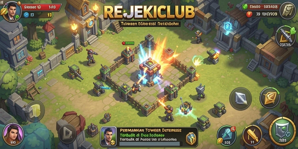 Tampilan gameplay menarik dari REJEKICLUB dengan strategi Tower Defense.