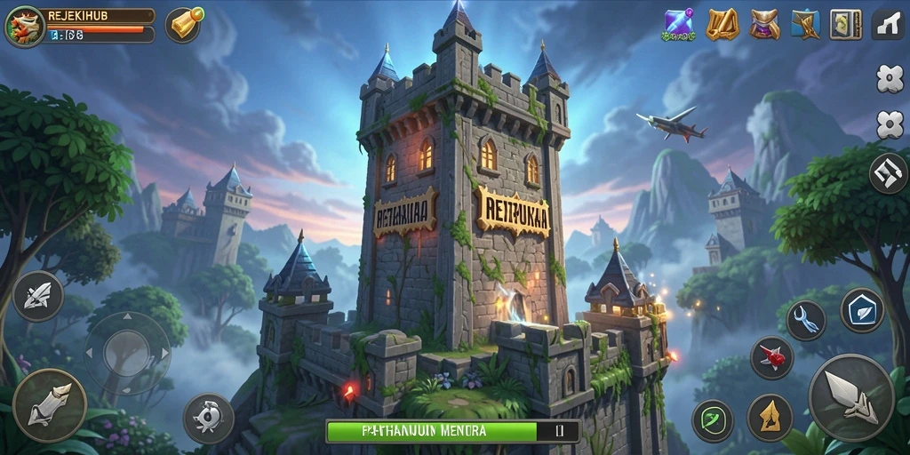 Screenshot gameplay REJEKIHUB menampilkan aksi menara pertahanan yang seru.