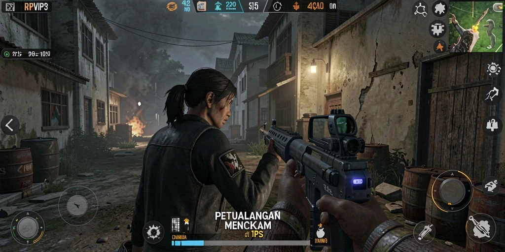 Screenshot menunjukkan aksi pertempuran intens dalam RPVIP3.