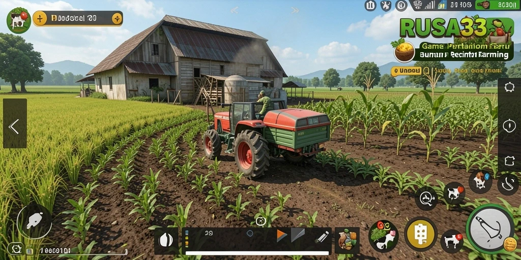 Tampilan menarik dari gameplay RUSA33 yang menampilkan pertanian yang subur.